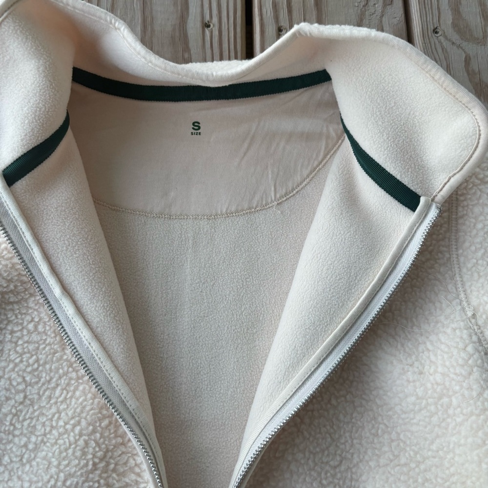 ** Jameson Whiskey White Green Fleece zip Up shacket sweater Small - Picture 7 of 8